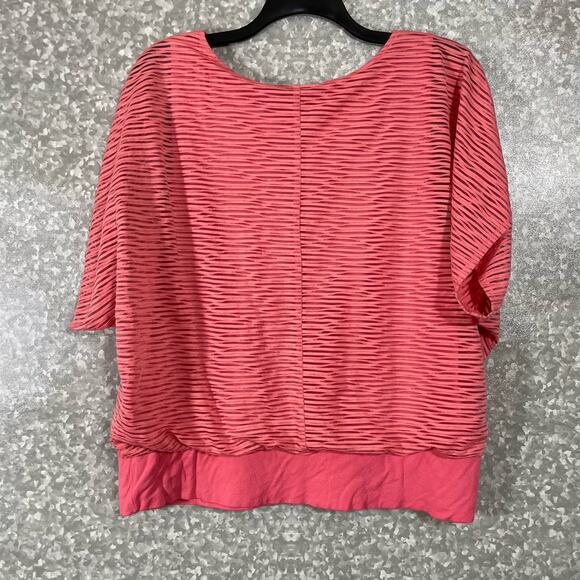 AB Studio Pink Striped Layered Top With Banded Waist - Size XL - Dolman Sleeves - Picture 5 of 5